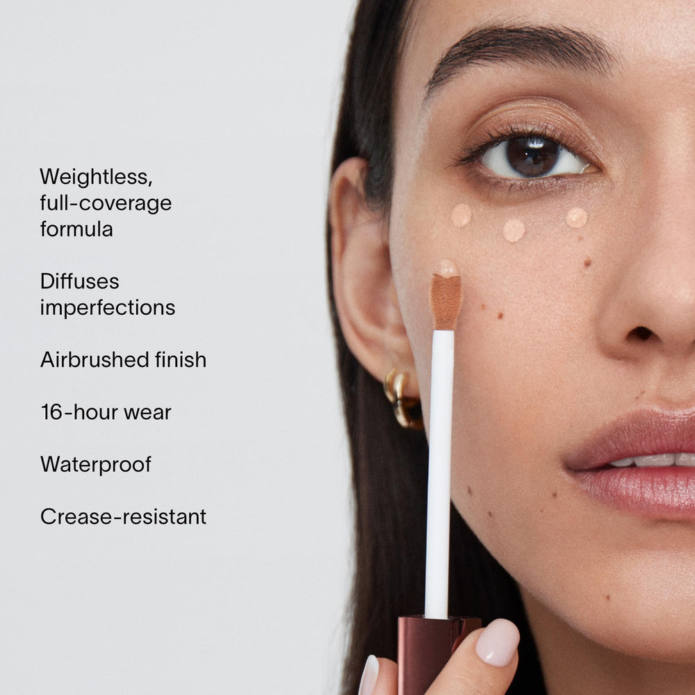 Hourglass Vanish Airbrush Concealer waterproof formula supports all-day wear.