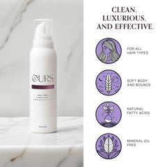Hours haircare Full-Time Plumping Mousse applied for voluminous blowout.
