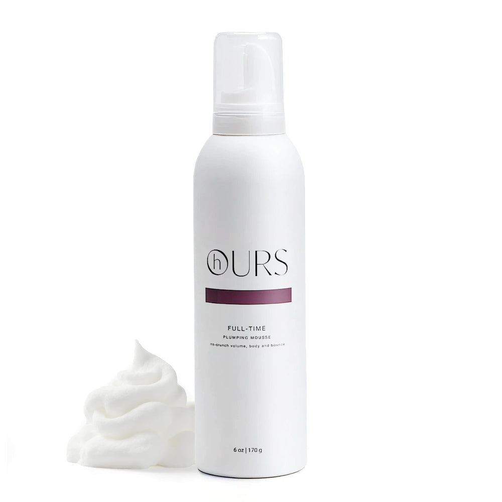 Hours haircare Full-Time Plumping Mousse bottle for easy daily styling.