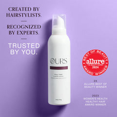 Hours haircare Full-Time Plumping Mousse foam dispense delivering quick lift.