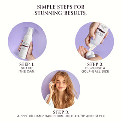 Hours haircare Full-Time Plumping Mousse scent notes with rose and citrus.