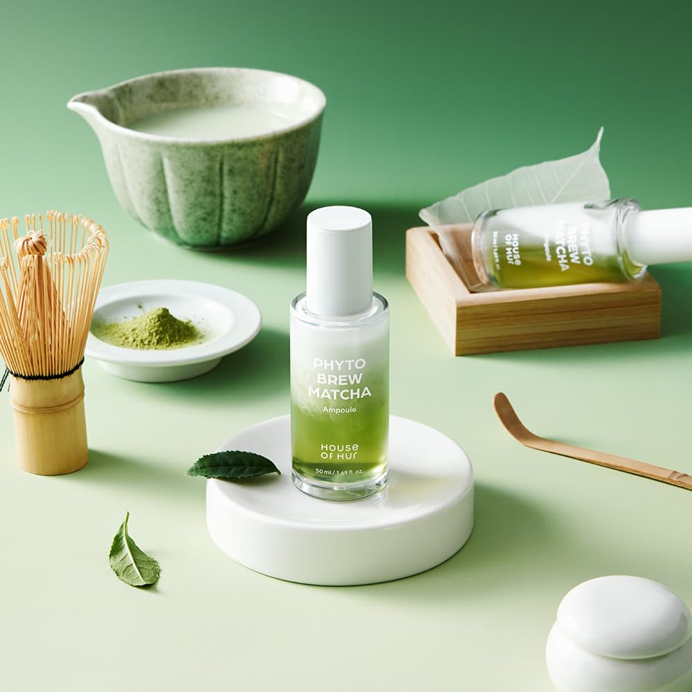 House of Hur Phyto Brew Matcha Ampoule pour showing fast absorption and non-sticky feel.