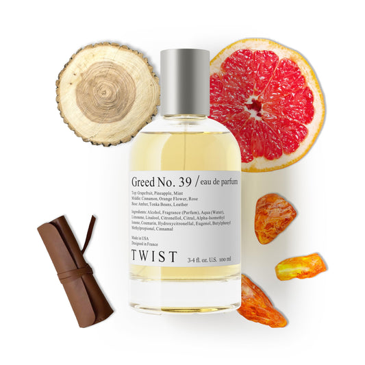 HOUSE OF TWIST Twist Greed 39 bottle front, bold masculine presence for lasting impression