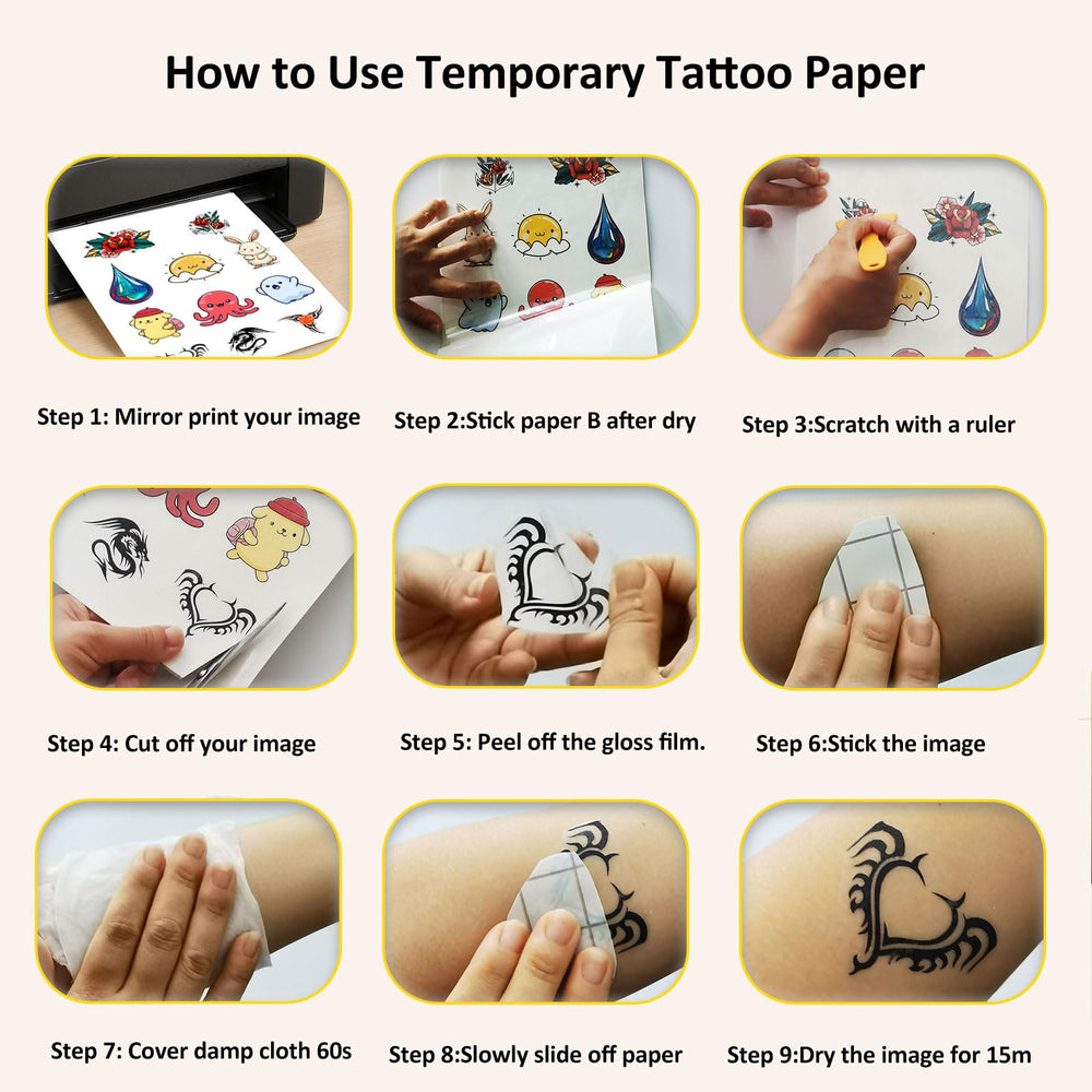 Hoxemator printer-compatible tattoo paper for laser and inkjet printers