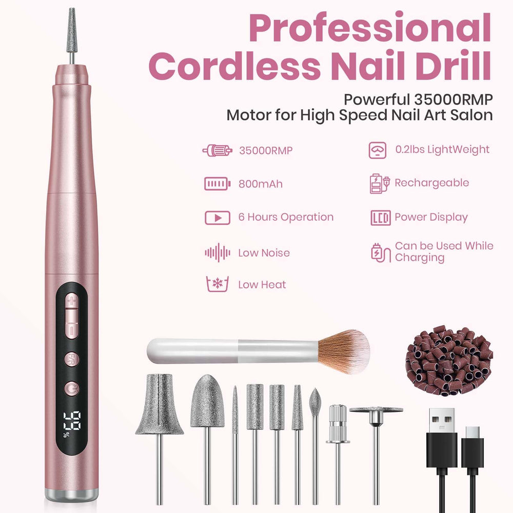 Hoxida nail drill in use on nails for home spa results.