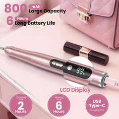 Hoxida nail drill Type-C charging cable included for easy recharging.
