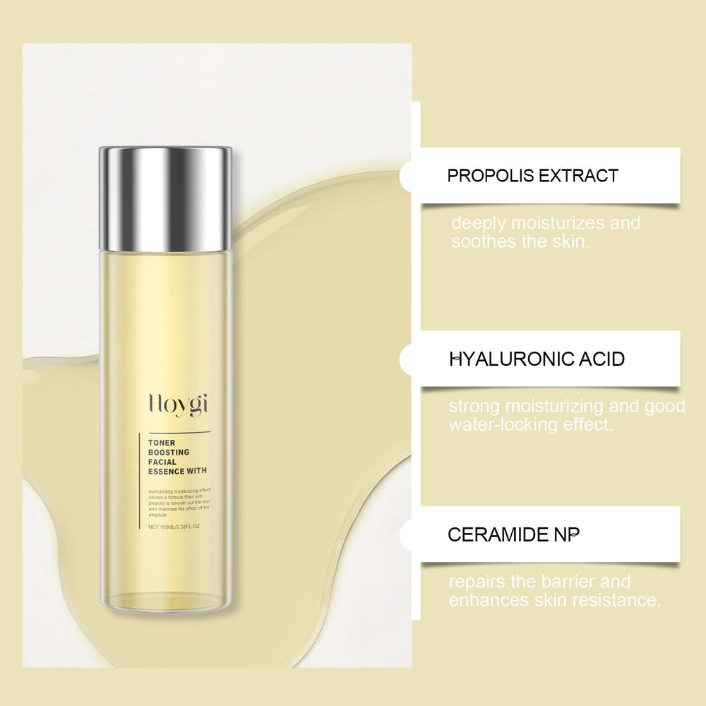 HOYGI Propolis Toner with hyaluronic acid for lasting moisture.