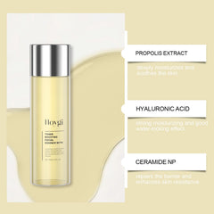 HOYGI Propolis Toner with hyaluronic acid for lasting moisture.