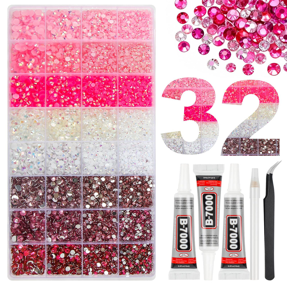 HRLbrc 25k pink jelly rhinestones in a box for creative projects