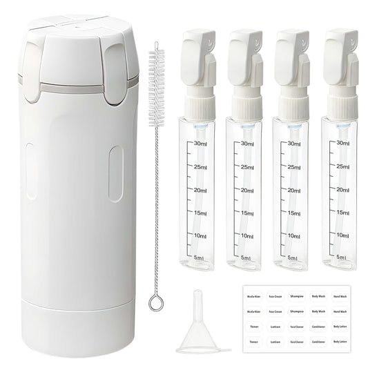 HSXCCL 4-in-1 travel dispenser bottles compact kit ready to pack for organized trips.