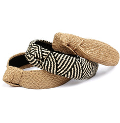 Huachi beach-ready straw headband with knot elevates vacation outfits