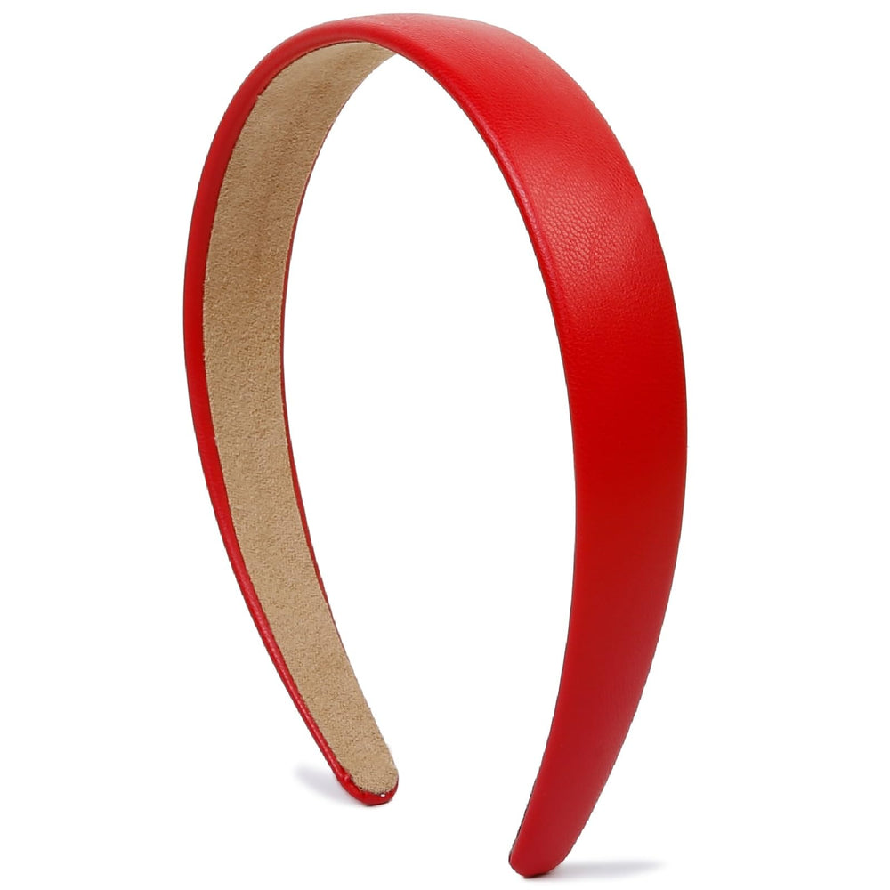 Huachi red headband for women with faux leather finish and all-day comfort.