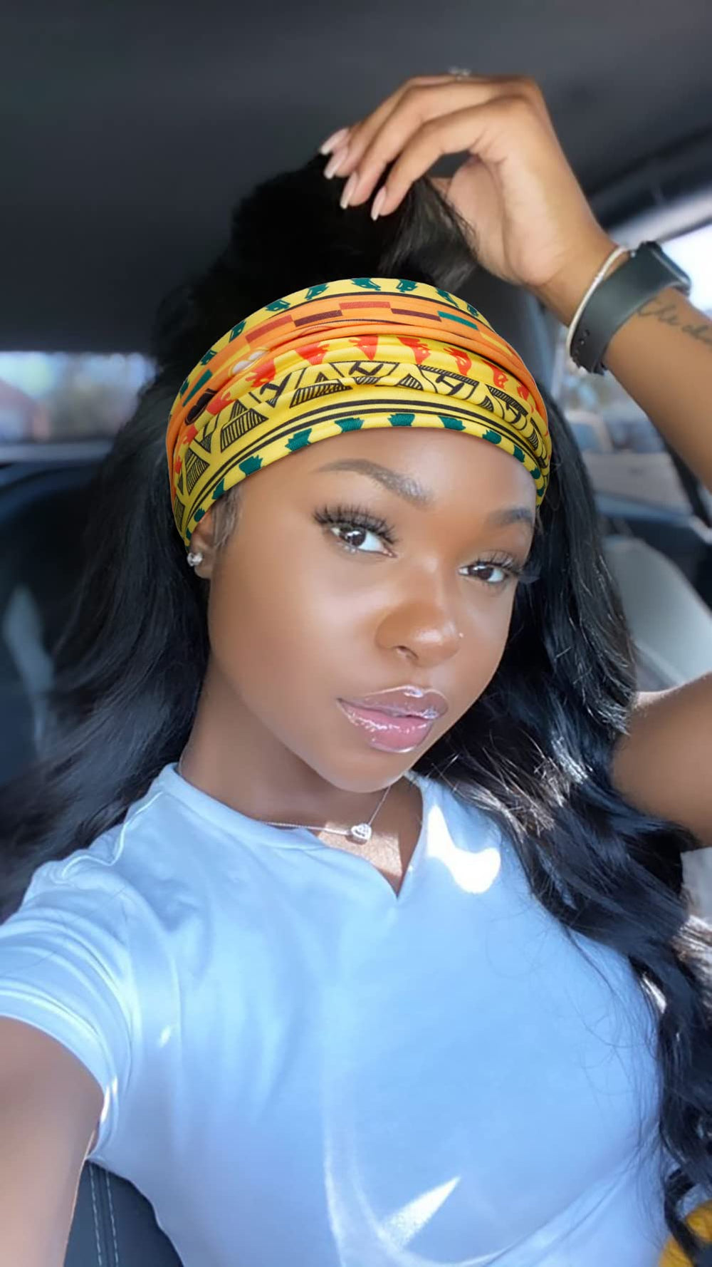Huachi wide headbands daily fashion accessory for yoga and errands.