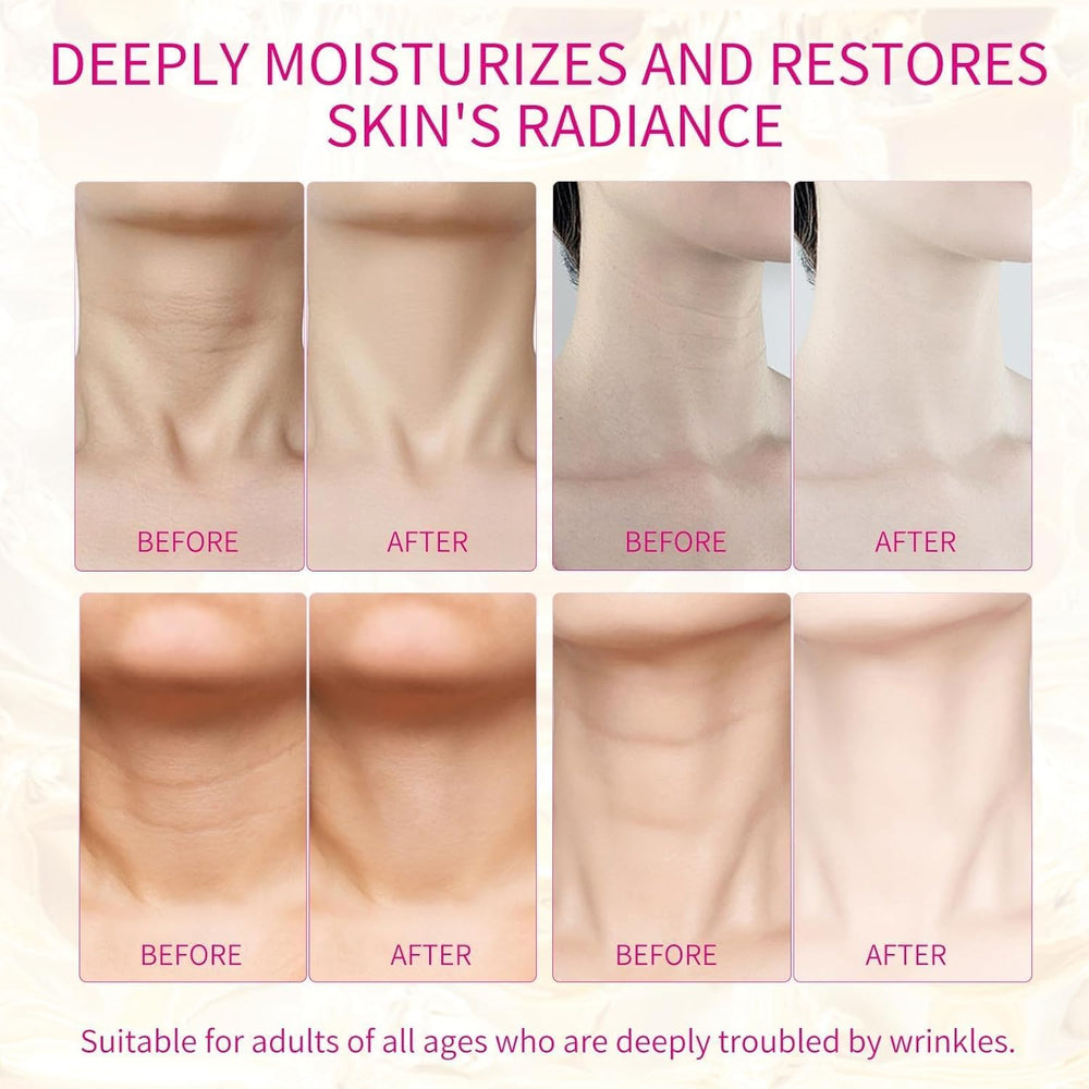HUAFA neck wrinkle patches applied on skin for overnight smoothing.