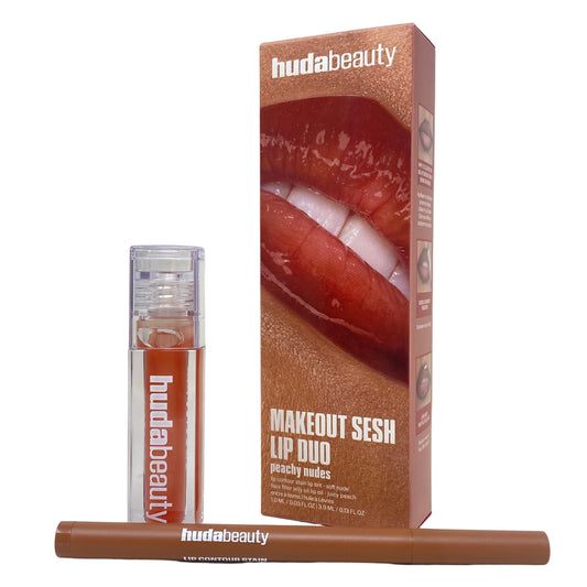Huda Beauty Make Out Sesh Lip Duo packaging shows collectible limited edition design.