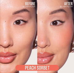 Huda Blush Filter Peach Sorbet dispersion reveals smooth texture and glow