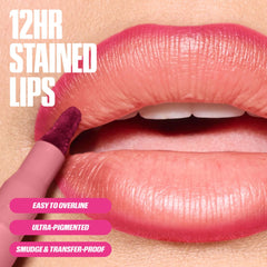 Huda Lip Contour Stain precision outline focus demonstrates clean, defined edges.