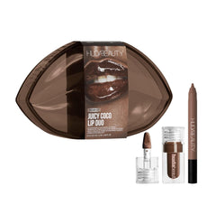 Huda Beauty Juicy Coco Lip Duo packaging for travel-friendly touch-ups.
