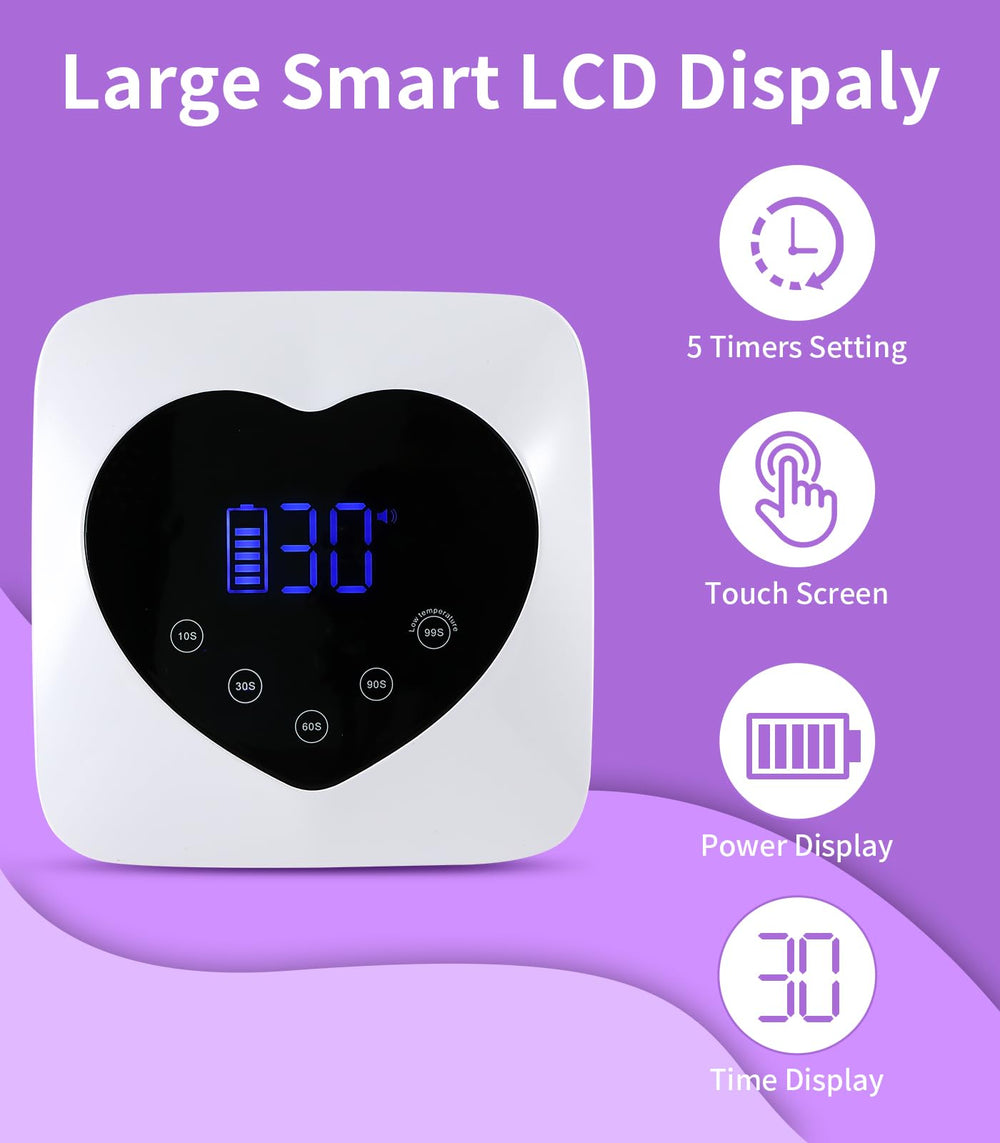 HUGMAPLE nail lamp display panel with five timer settings for precise curing