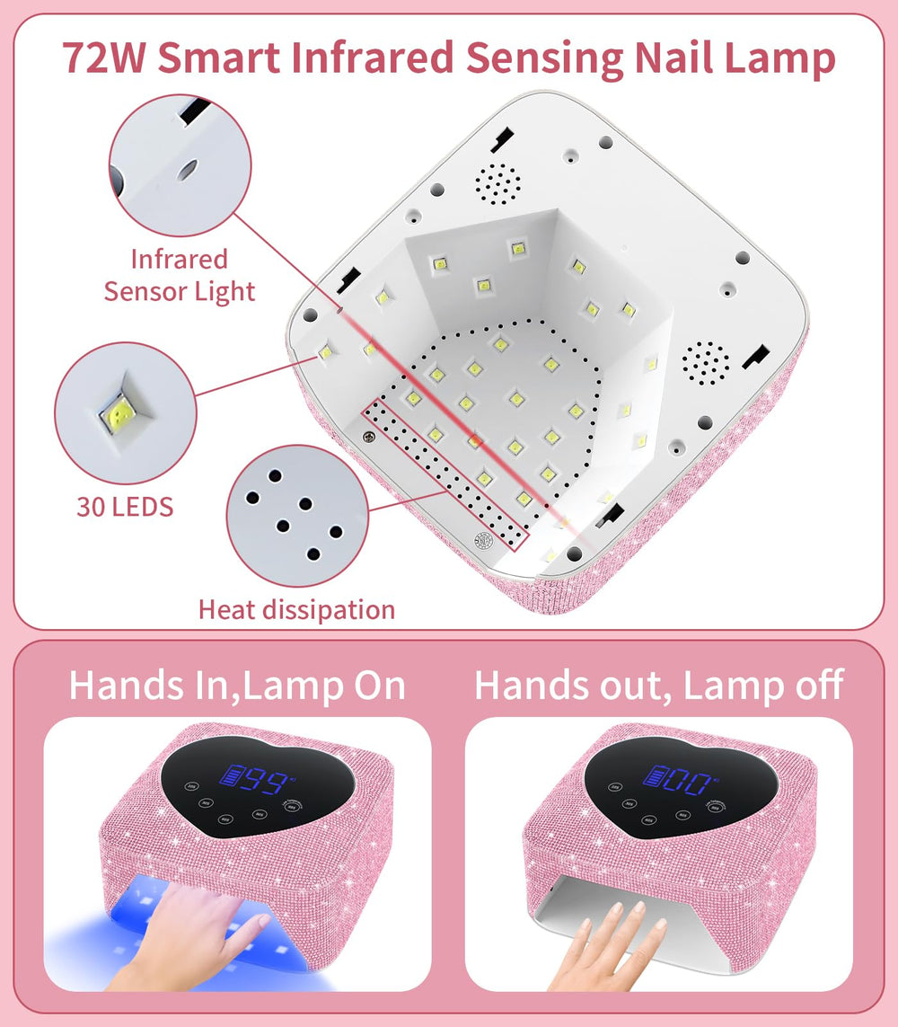HUGMAPLE UV nail light display shows timer and battery status clearly