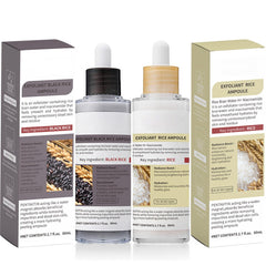 HUiPENGFEI black and white rice peeling packaging highlights gentle exfoliation for all skin types.
