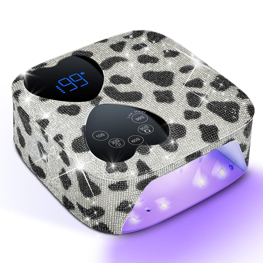 HUITINE 80W UV LED nail lamp with cow diamond rhinestones for fast gel finishes