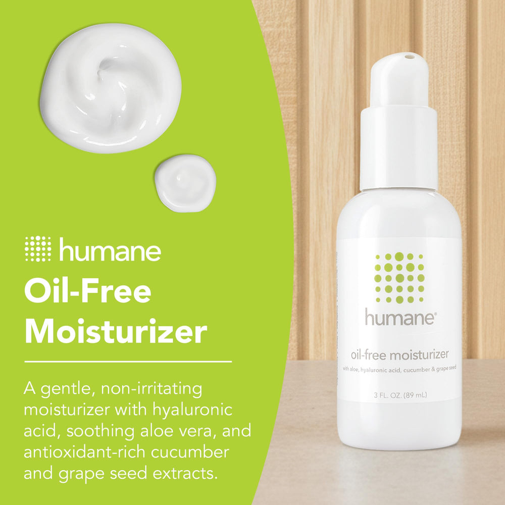 Humane moisturizer texture swatch highlighting fast absorption and non-greasy finish