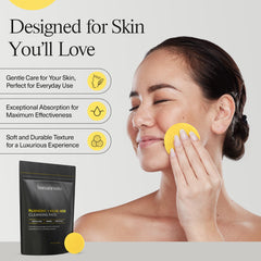 Humanroots cleansing pads in-use scene show gentle cleansing on face and neck