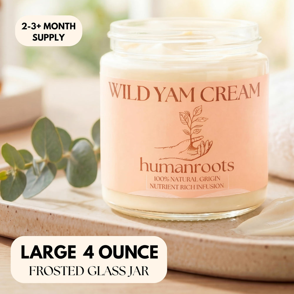 Humanroots Wild Yam Root and botanicals close-up supporting balance naturally