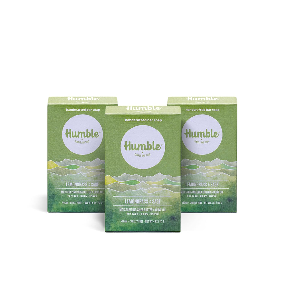 Humble Brands lemongrass sage soap pack front, inviting refreshing cleansing.