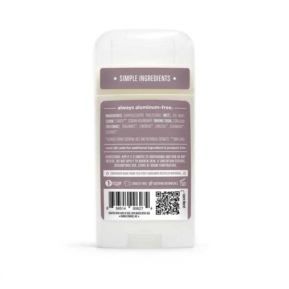 Humble Brands deodorant application on skin suggests comfortable, dry feel throughout the day.
