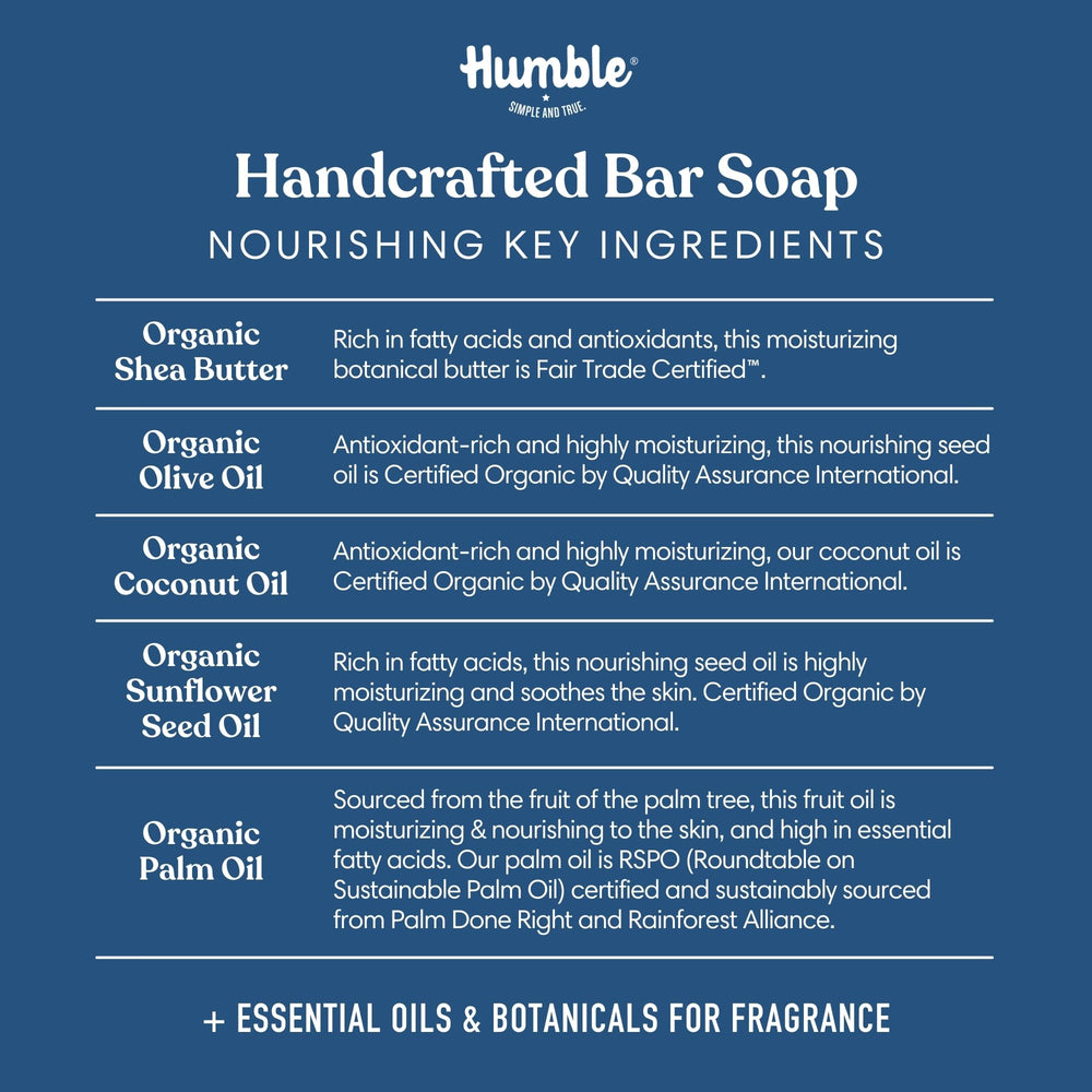 HUMBLE BRANDS soap bar in use on hands or face.