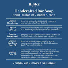 HUMBLE BRANDS soap bar in use on hands or face.