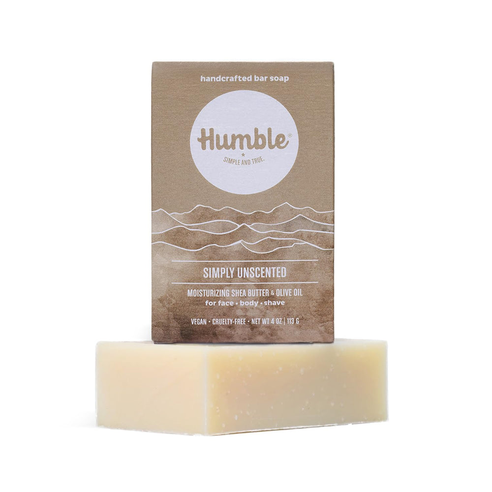 Humble Simple and True gentle soap for sensitive skin demonstrated with tiny bubbles and smooth lather.