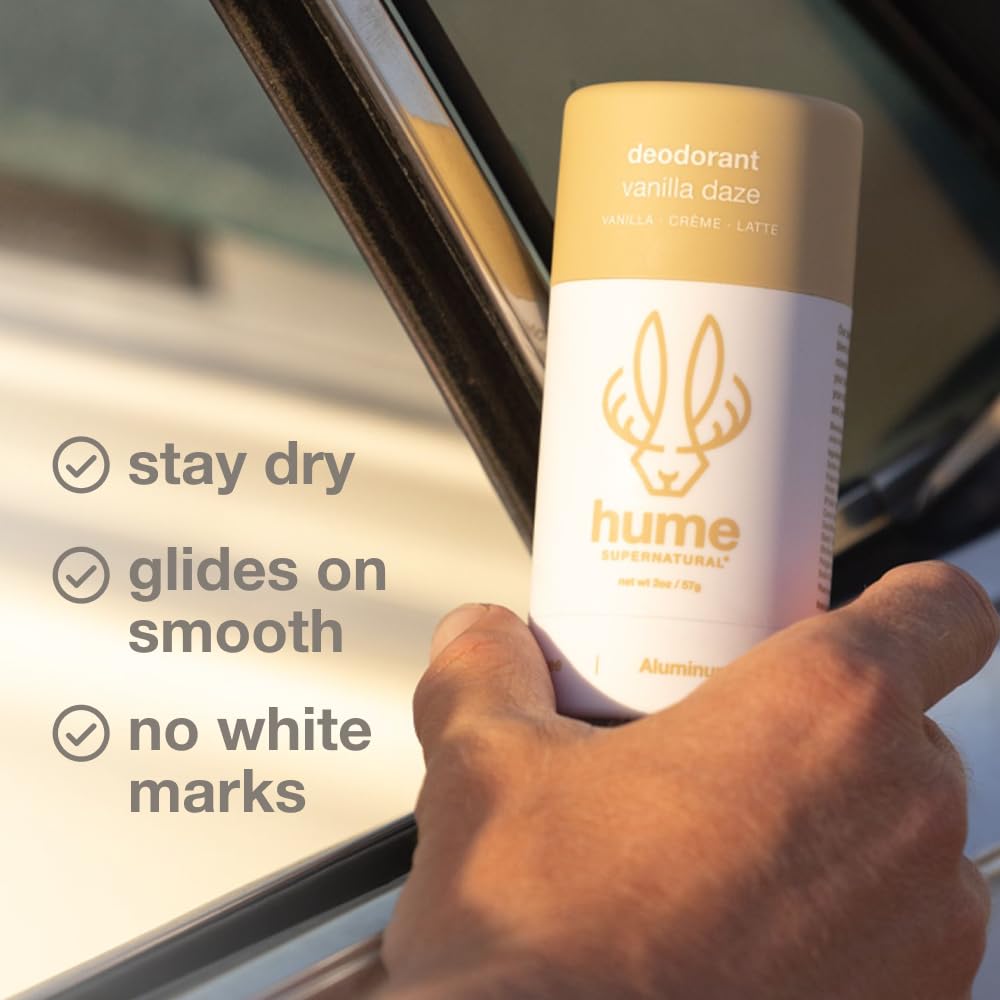 HUME aloe content and clear-stick design for easy, mess-free application.
