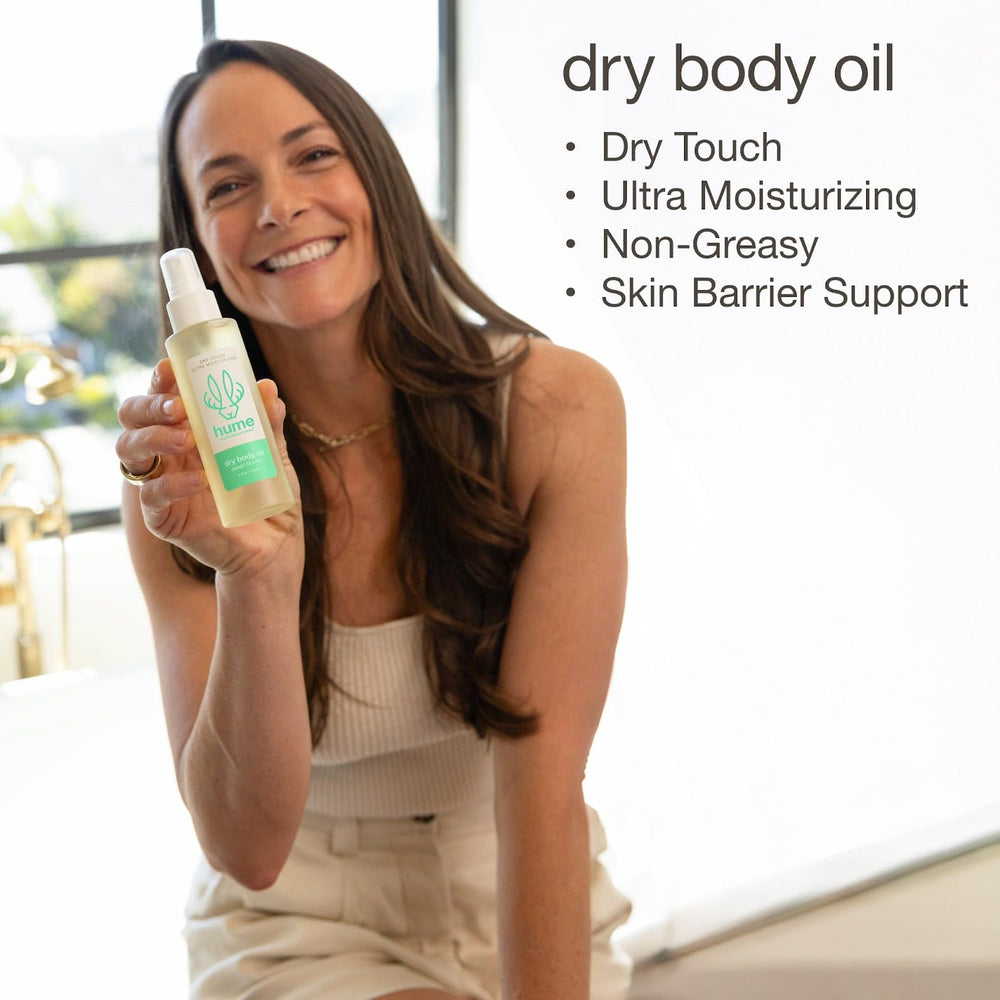 All-day hydration concept with the HUME SUPERNATURAL oil for dry skin.