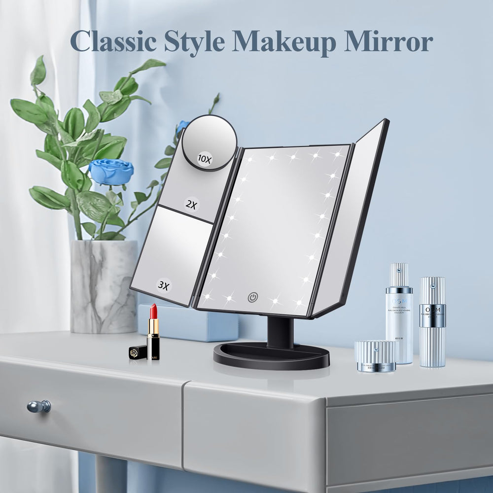 HUONUL makeup mirror dual power for home or travel use
