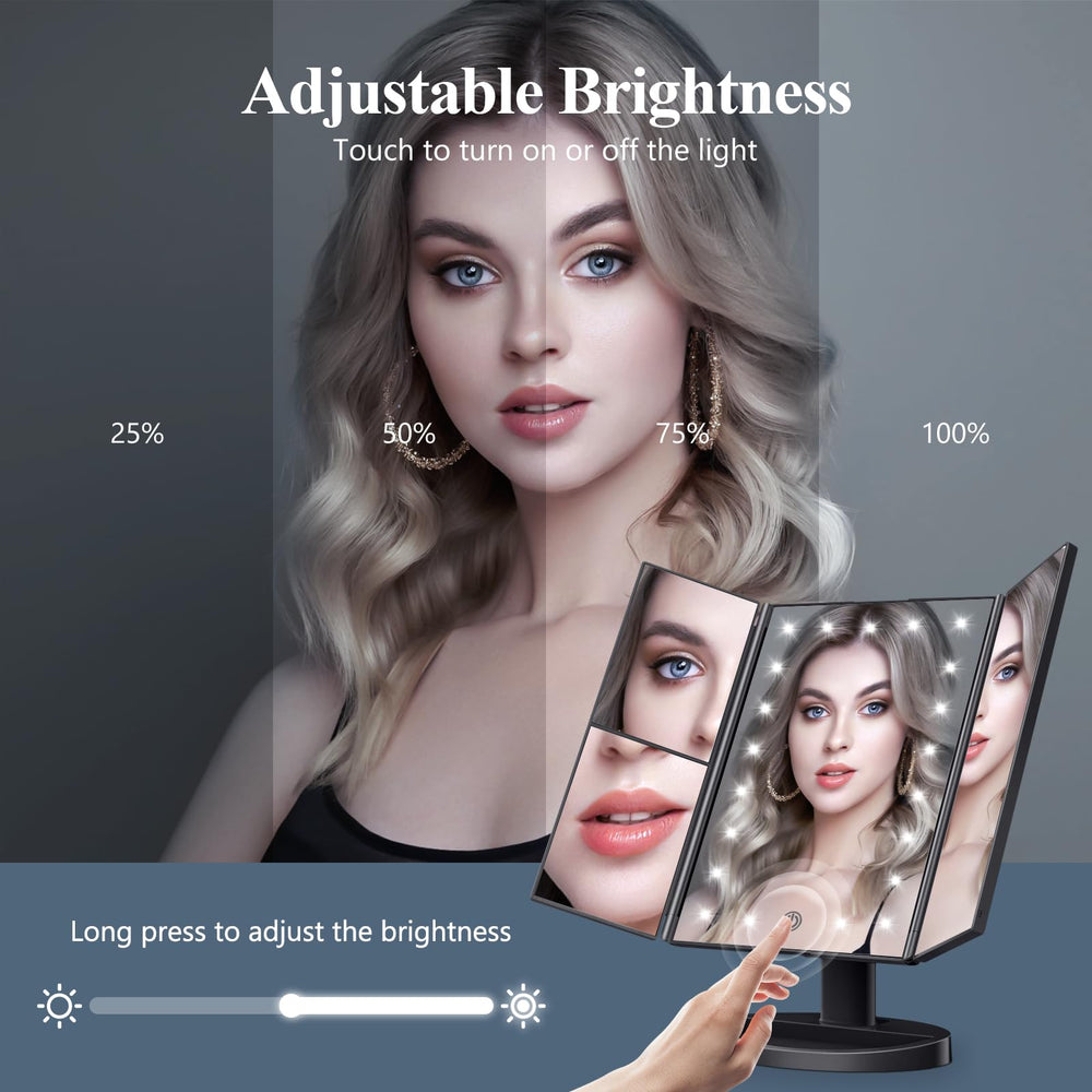 HUONUL makeup mirror with lights, 10x magnification for tiny details and lash work