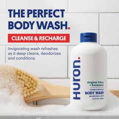 Huron Citrus-Eucalyptus lather spreading on skin for a fresh feel