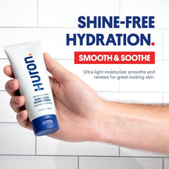 Huron Men’s Face Moisturizer on skin with non-greasy absorption and quick sink-in
