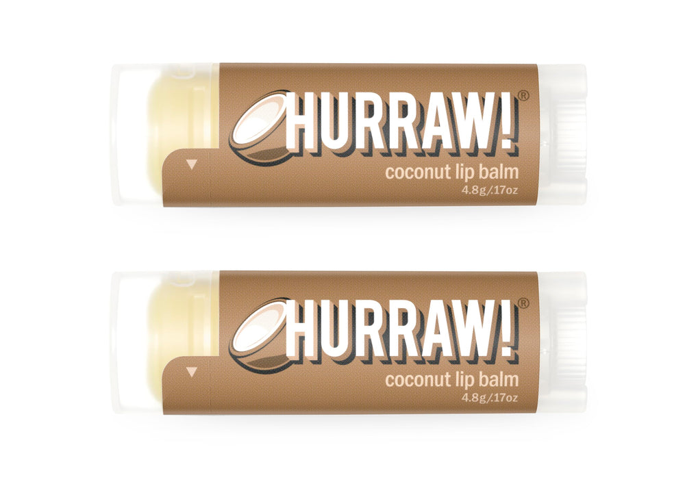 Hurraw! Coconut Lip Balm in oval tube offers long-lasting moisture.