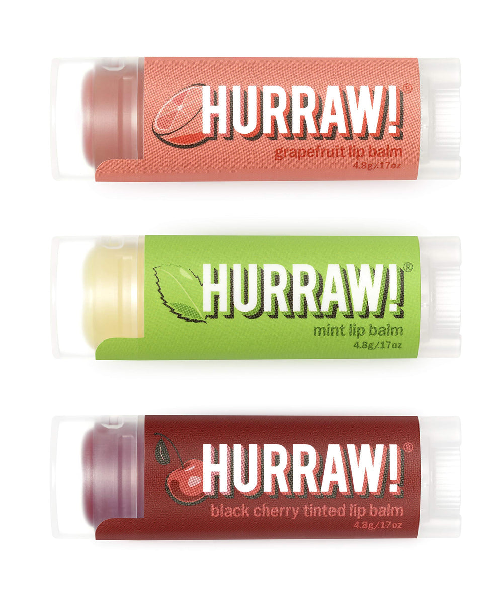 Hurraw! Grapefruit lip balm in an oval tube for zesty hydration.