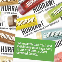 Hurraw! Ingredients label highlights all-natural vegan formulation.