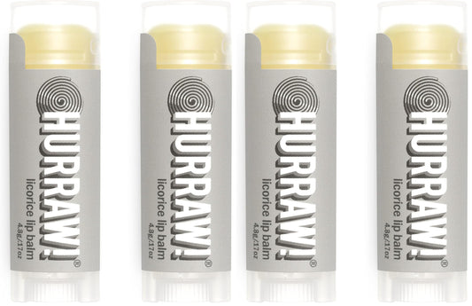Hurraw Licorice lip balm tube provides smooth, natural moisture.