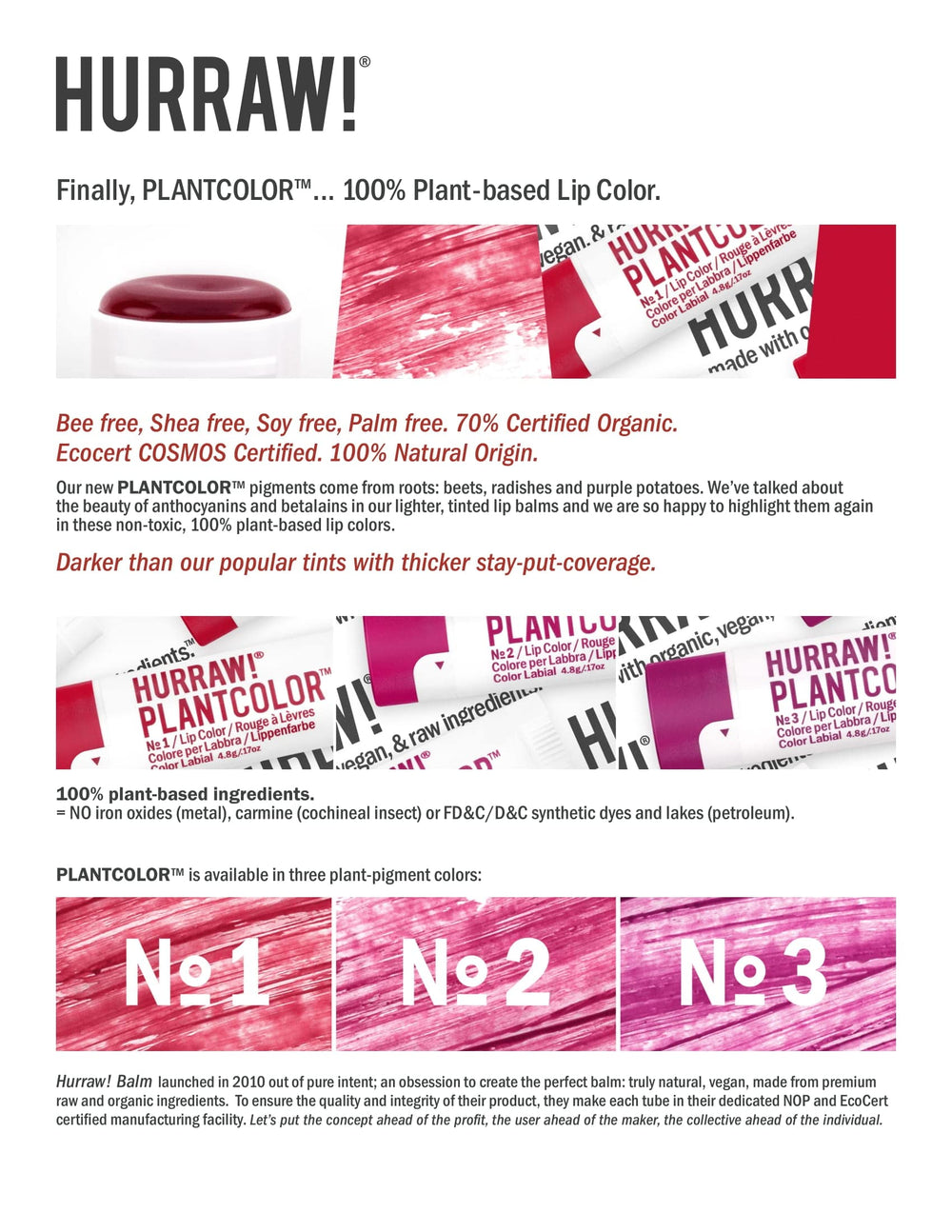 Hurraw! Plantcolor Lip Color made in Montana with natural oils