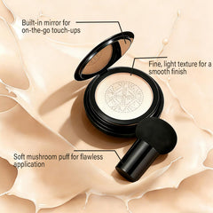 Natural matte finish on mature skin offers balanced glow.