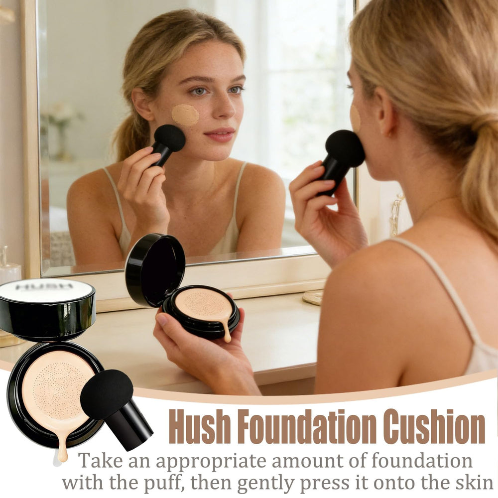 Hush Coverage Foundation air cushion CC cream bottle showing light texture