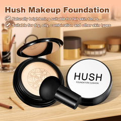 Hush Makeup Foundation Natural Glow closeup on mature skin demonstrates gentle, comfortable wear.