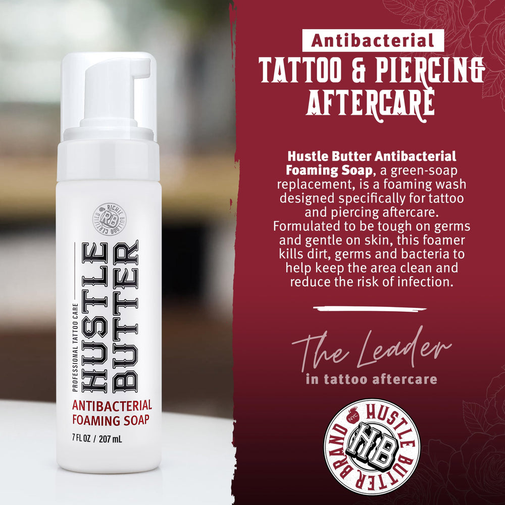 Hustle Bubbles foaming cleanser close-up showing rich lather for ink care.