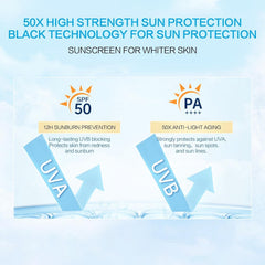 Huxihom Centella sunscreen spread on hand demonstrating quick absorption.
